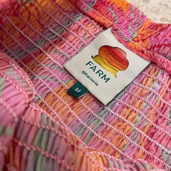 Farm Rio Bright Forest Set | Tropical Ruffle L Top, Smocked M Pants Resort Wear - Picture 9 of 10